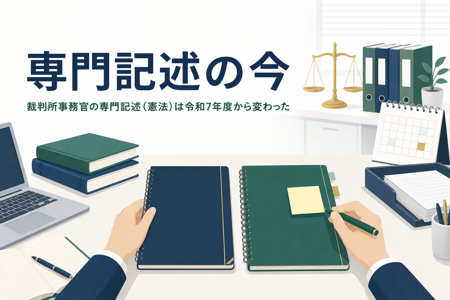 裁判所事務官の専門記述（憲法）の変更点と対策を解説する記事のアイキャッチ