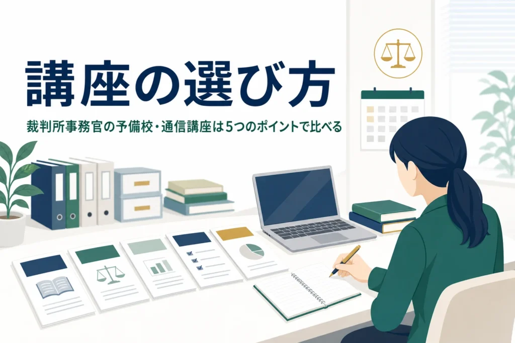 裁判所事務官の予備校・通信講座の選び方を解説する記事のアイキャッチ