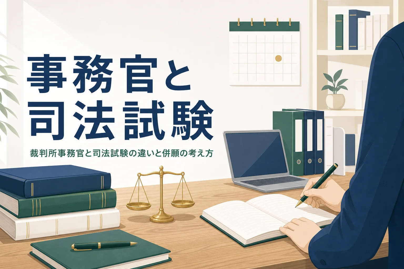 裁判所事務官と司法試験の違いと併願の考え方を解説する記事のアイキャッチ