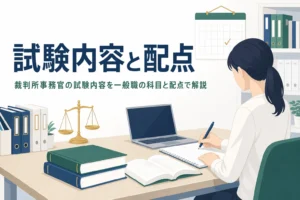 裁判所事務官の試験内容と配点を解説する記事のアイキャッチ